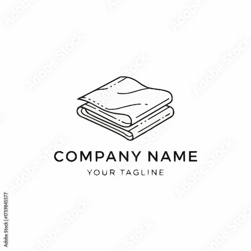 Simple Line Art Illustration of Neatly Folded Towels.