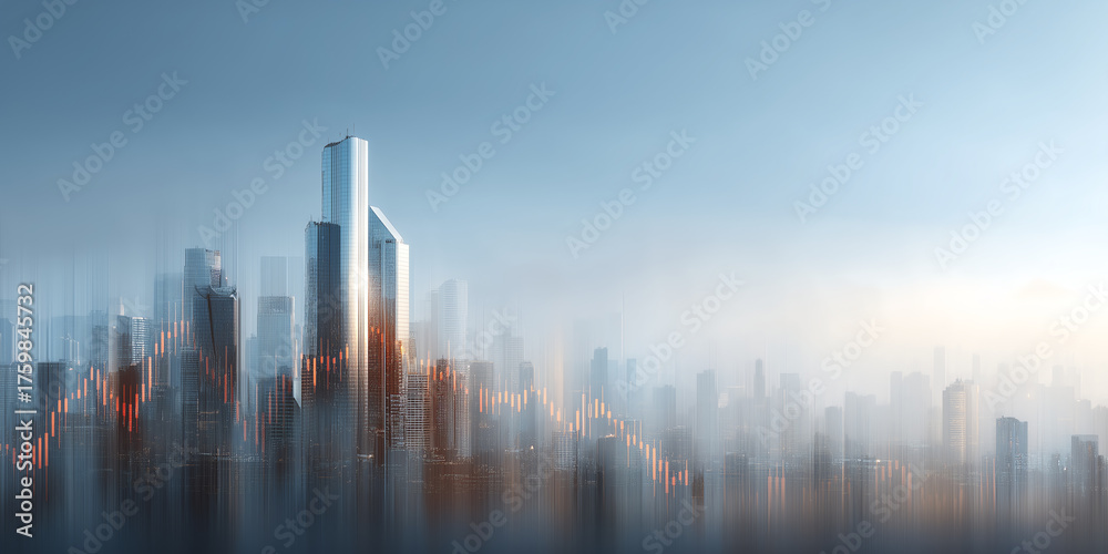 Fototapeta premium 3D futuristic financial ecosystem visualizing retail investor activity, global asset distribution, and AI-driven predictive investment analytics