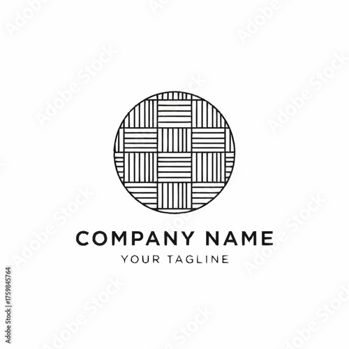Minimalist Woven Pattern Circle Logo Design for Company Branding.