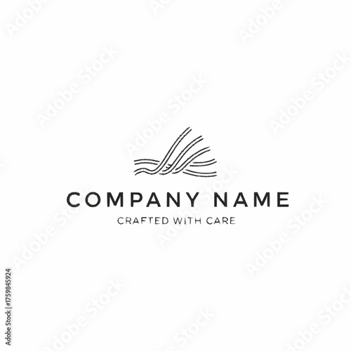 Tableau sur toile Elegant logo design featuring stylized lines resembling yarn or fabric, accompanied by a company name and tagline