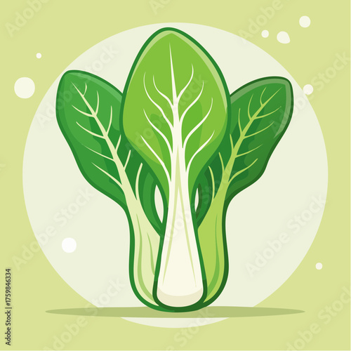 Pixel Art Illustration of Fresh Green Bok Choy Vegetables on Pale Green Background