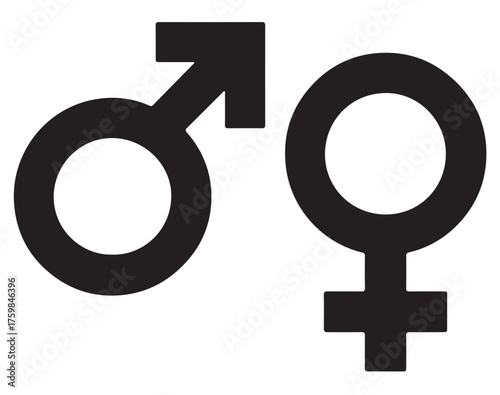 Black and white gender symbols representing male and female, commonly used in society.