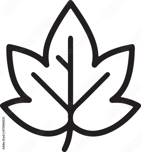 Minimalist black outline leaf icon
