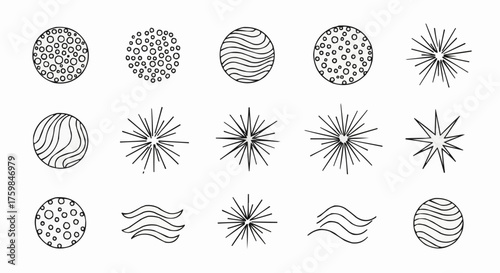 Hand drawn top view landscape design plant elements.