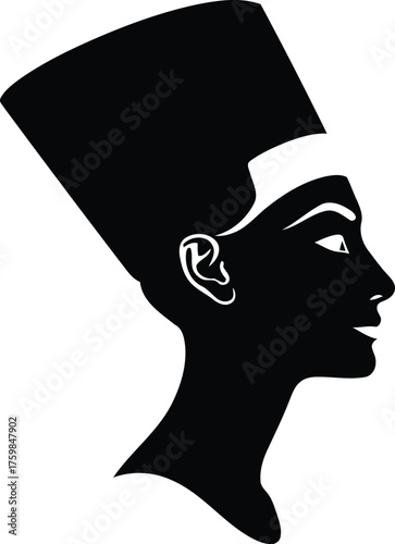 Silhouette of queen Nefertiti s profile wearing her iconic blue crown