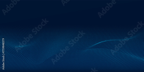 Abstract blue background of points. Cyber particles. Big data stream modern