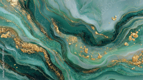 abstract texture of green golden marble