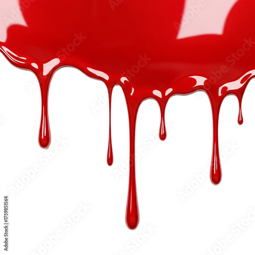 red glossy varnish dripping texture isolated on white background
