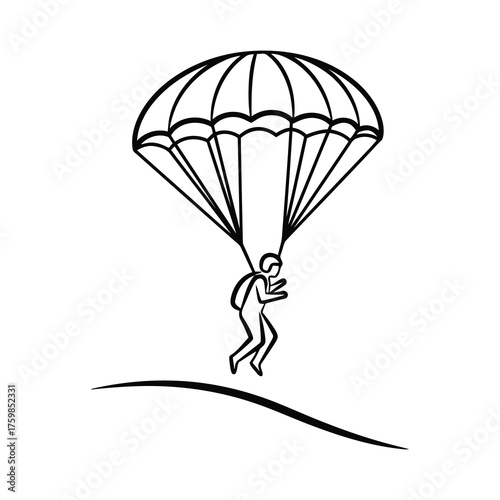 A person is skydiving with a parachute
