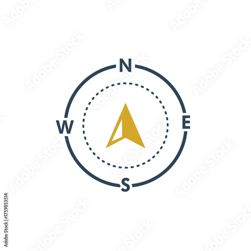 Compass Vector, Navigation Directional Symbol, North South Indicator Design