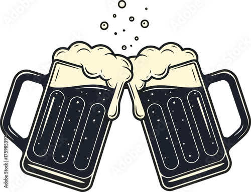Cheers to good times two frothy mugs of beer clinking together