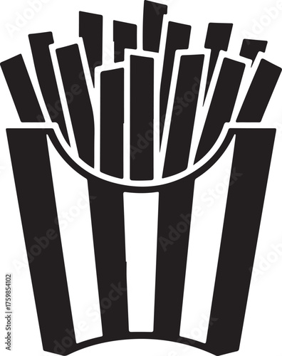 French Fries Silhouette Vector Illustration in Takeaway Box