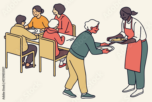 Thanksgiving volunteers serving meals at shelters in Baltimore.