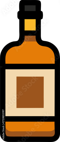 Simple Low Detail Whiskey Bottle Icon Vector