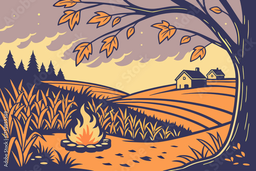 Thanksgiving bonfire in rural Illinois.