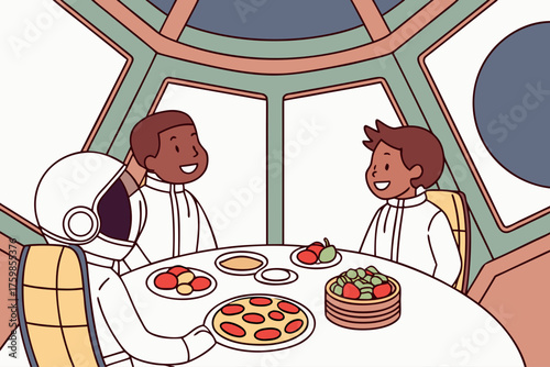 Thanksgiving celebrated on a space station.