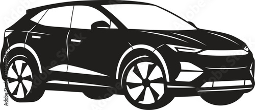 A stark black silhouette of a robust suv automobile design