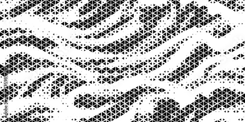 Triangular geometric pattern. Black white triangle background .
