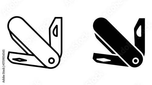 Vector art of versatile pocket knife illustration, a practical tool for outdoor adventures, camping, and everyday tasks, showcasing utility