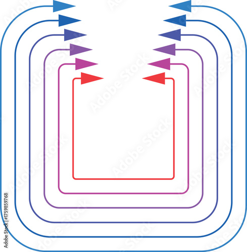 thin colored arrows pointing in a square