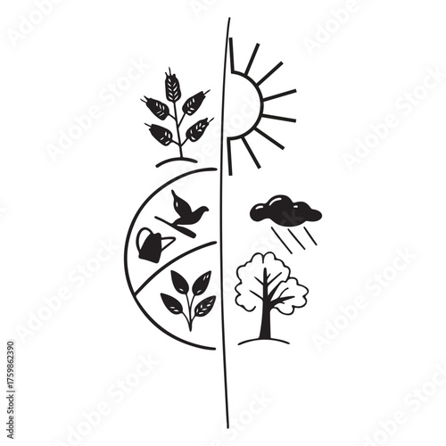 Symbolic representation of nature s cycles and elements