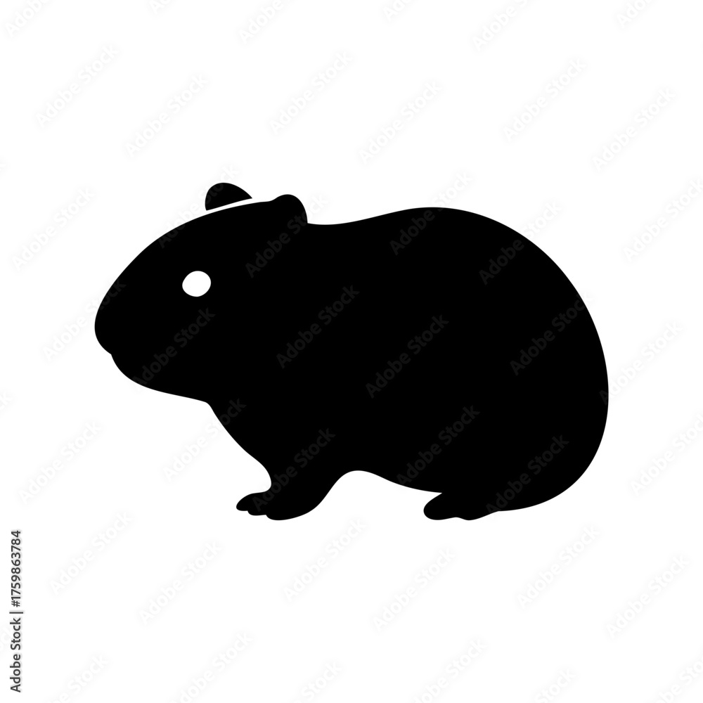 Obraz premium Silhouette of a Guinea Pig Side View in Black and White Style