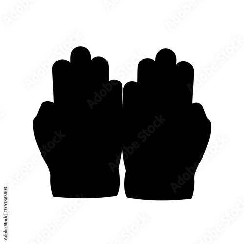 Silhouette of two hands with finger extensions isolated on white background