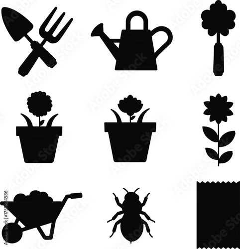 Gardening, Planting, and Horticulture Solid Glyph Icon Set