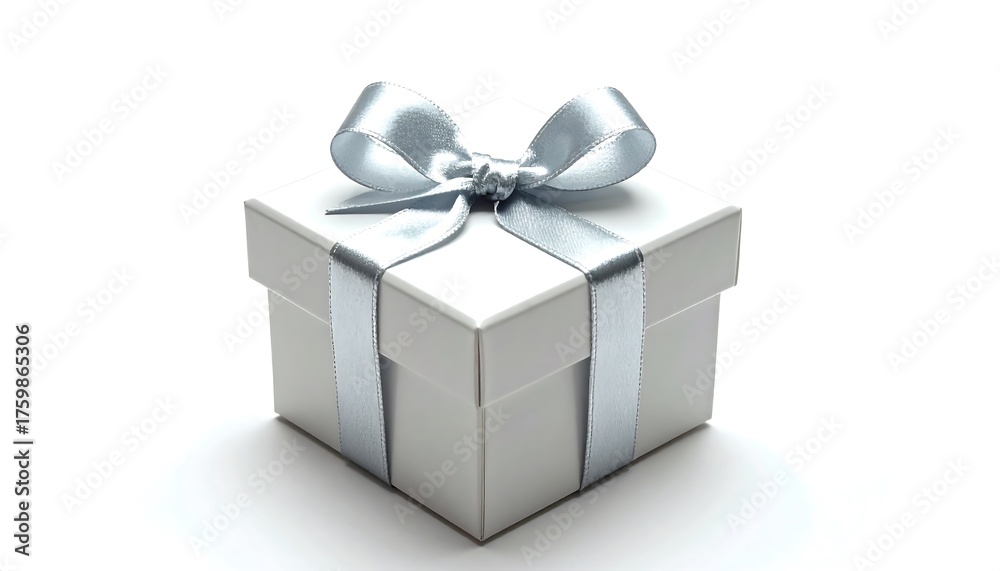 Obraz premium Gift box sits isolated on white. Presents classic, elegant design for marketing, web, promotion.