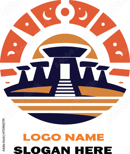 Gobekli tepe ruins logo icon vector white background .
