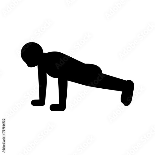 Silhouette of a person doing a push up on a white background