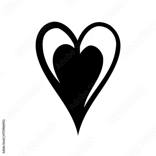 Elegant Double Heart Symbol Design in Black and White High Resolution