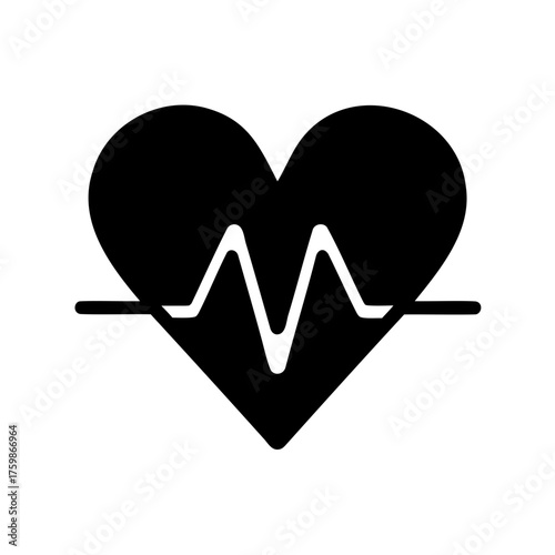 Stylized Heart with Heartbeat Wave, a Symbol of Health and Vitality