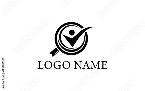 Professional Logo Design with Magnifying Glass and Checkmark — Modern Search, Verification, and Business Branding Vector. technology companies, SEO services, business consultants, quality assurance