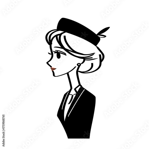 Flight Attendant. Flight Attendant simple black and white line art vector logo