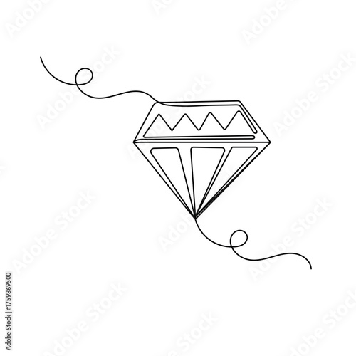 Diamond   icon   continuous one line drawing of outline vector illustration