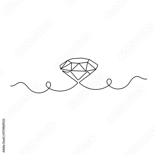 Diamond   icon   continuous one line drawing of outline vector illustration