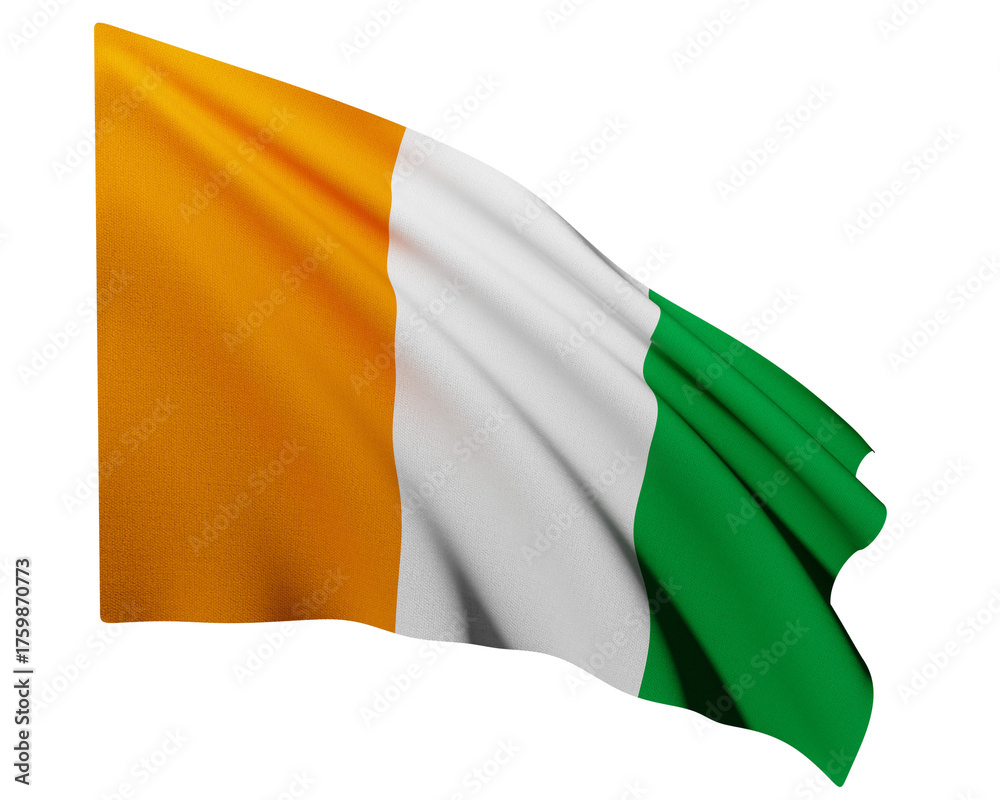 Obraz premium 3D Realistic National Flag of Cote d'ivore