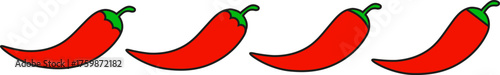 Red chili pepper without shadow or highlight