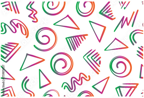 Colorful Hand Drawn Geometric Doodle Pattern Vector Background Design