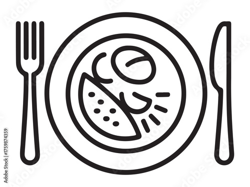 Outline of a meal plan plate with food items silhouette