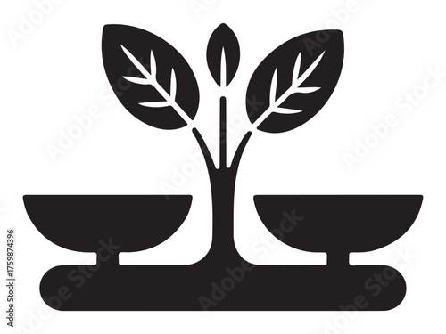 Abstract silhouette of a nutrition scale with abstract elements and color accents silhouette