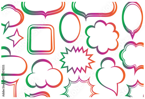 Colorful Speech Bubble Doodle Set Vector for Comic and Pop Art Design