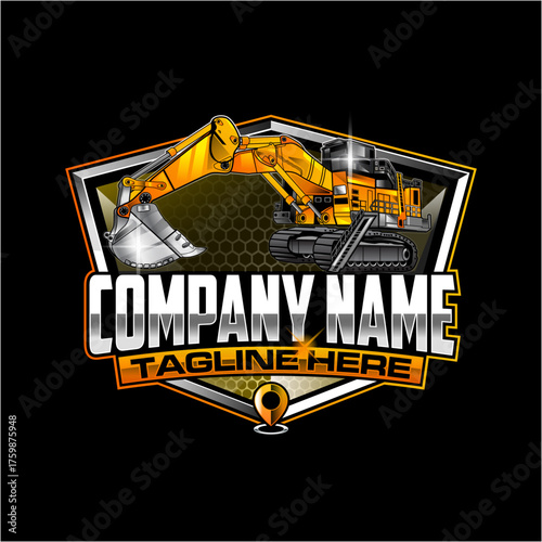 Excavator logo template vector