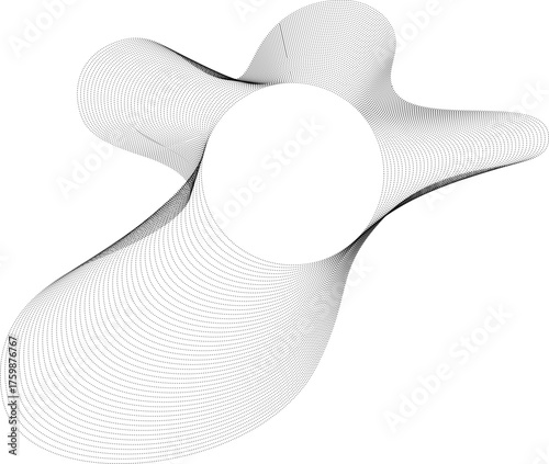 Circular center with an irregular dotted border featuring uneven curves and a flowing asymmetrical outer shape.