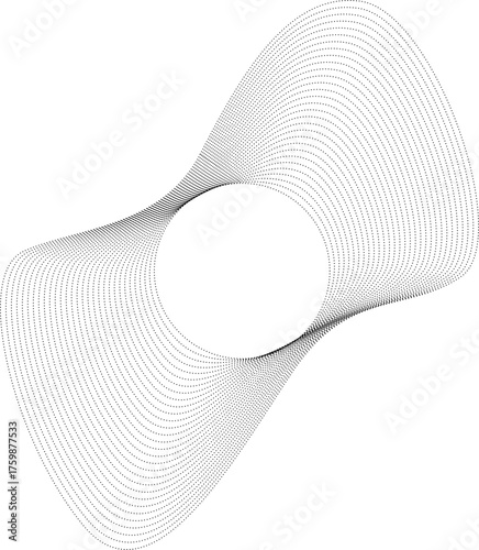 Graphic element with centered circle and soft outer dotted edges shaped like abstract blobs.