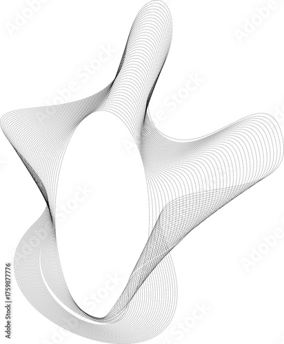 Element with round center and surrounding curved dotted outlines arranged in naturally flowing contours.