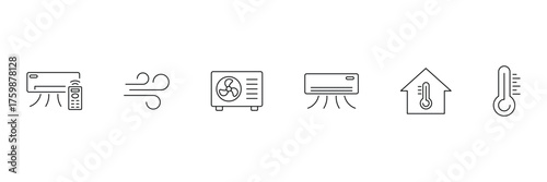 Air Conditioning line icon symbol set. Air conditioner thin line icons collection. Air Conditioning outline icons. Vector illustration.