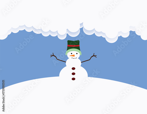 Winter card with snowman