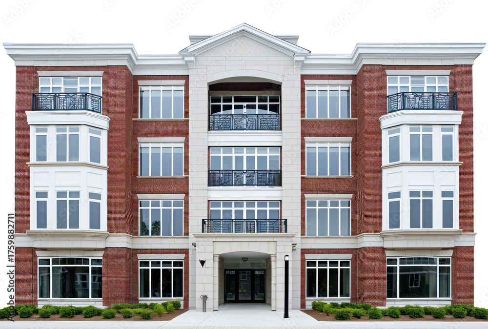 Fototapeta premium PNG American masonry construction apartment architecture building window.